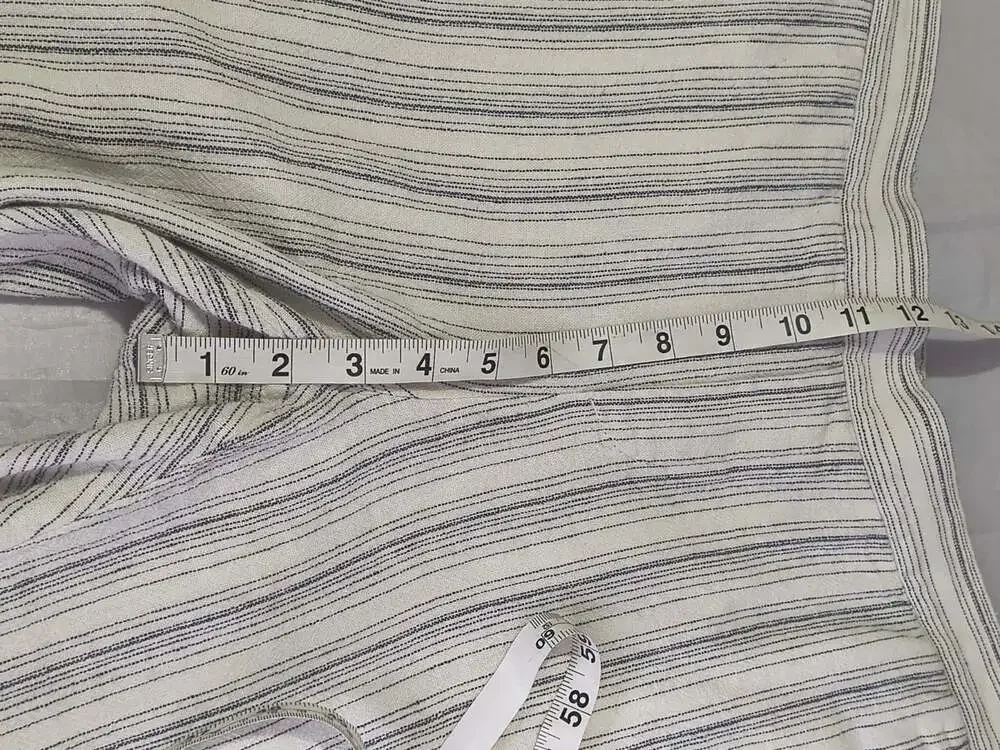 Banana Republic White Pull On Striped Linen Blend Straight Pants Size 6 Hayden